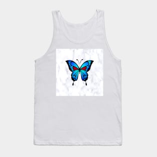 Butterfly Art Blue & Black with Red Hearts Gift of Butterflies Tank Top